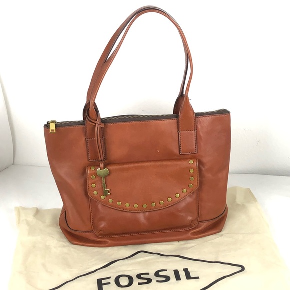 Fossil Cowhide Leather Tote Purse 